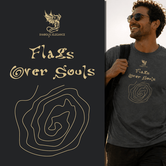 Flags Over Souls luxury streetwear t-shirt I Matt Gold Printed - DIABOLIC ELEGANCE