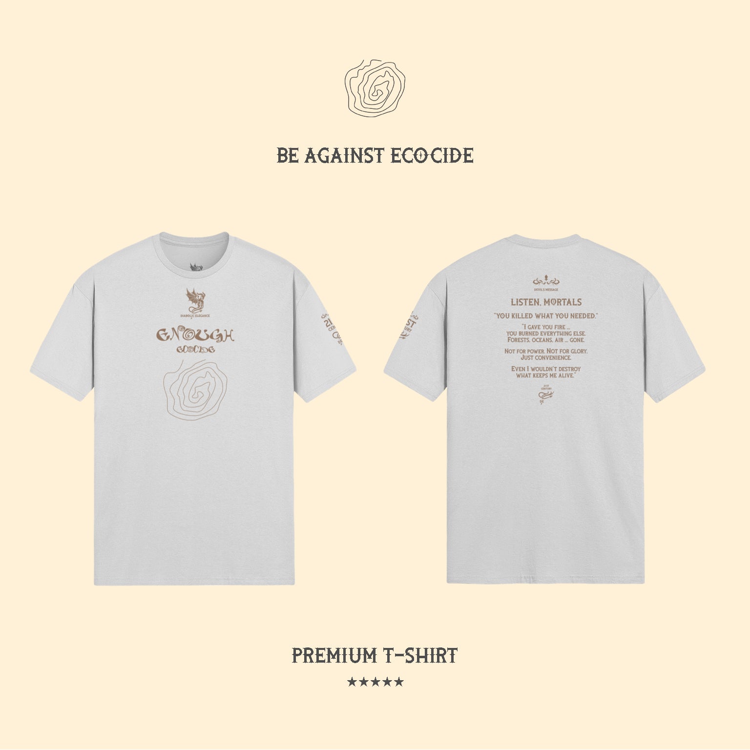 Enough Ecocide Diabolic Elegance T-Shirt – Dark Aesthetic Streetwear Graphic Tee | Gothic Minimal Luxury Shirt - DIABOLIC ELEGANCE