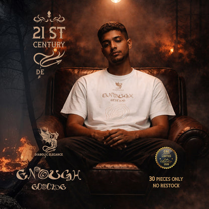 Enough Ecocide Diabolic Elegance T-Shirt – Dark Aesthetic Streetwear Graphic Tee | Gothic Minimal Luxury Shirt - DIABOLIC ELEGANCE