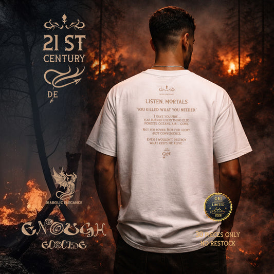 Enough Ecocide Diabolic Elegance T-Shirt – Dark Aesthetic Streetwear Graphic Tee | Gothic Minimal Luxury Shirt - DIABOLIC ELEGANCE