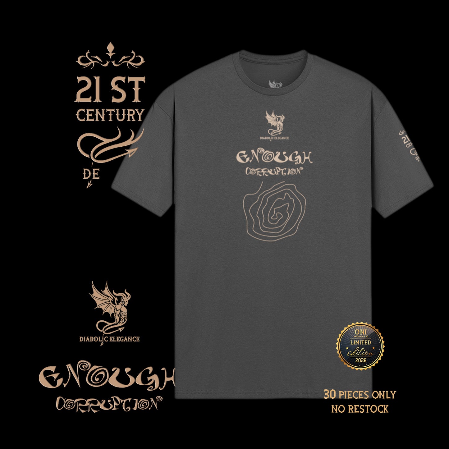 Enough Corruption Diabolic Elegance – Dark Aesthetic Streetwear Graphic Tee | Gothic Luxury - DIABOLIC ELEGANCE