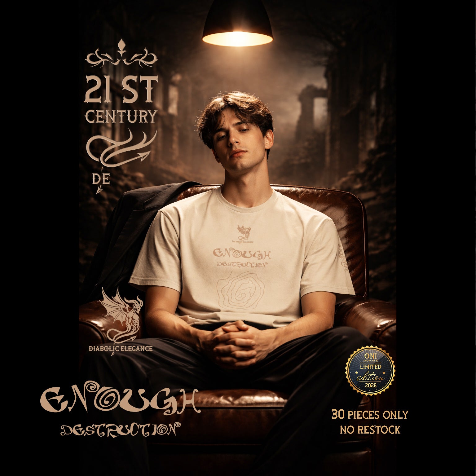 Enough Destruction Diabolic Elegance – Dark Aesthetic Streetwear Graphic Tee | Gothic Luxury - DIABOLIC ELEGANCE