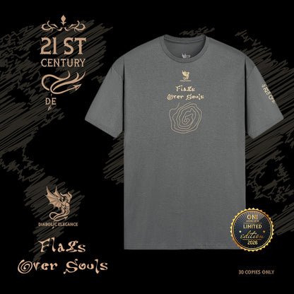 Flags Over Souls luxury streetwear t-shirt I Matt Gold Printed - DIABOLIC ELEGANCE