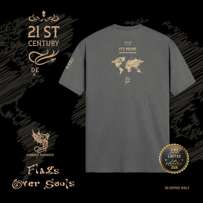 Flags Over Souls luxury streetwear t-shirt I Matt Gold Printed - DIABOLIC ELEGANCE