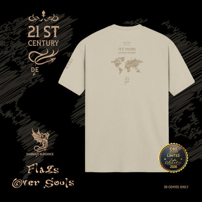Flags Over Souls luxury streetwear t-shirt I Matt Gold Printed - DIABOLIC ELEGANCE