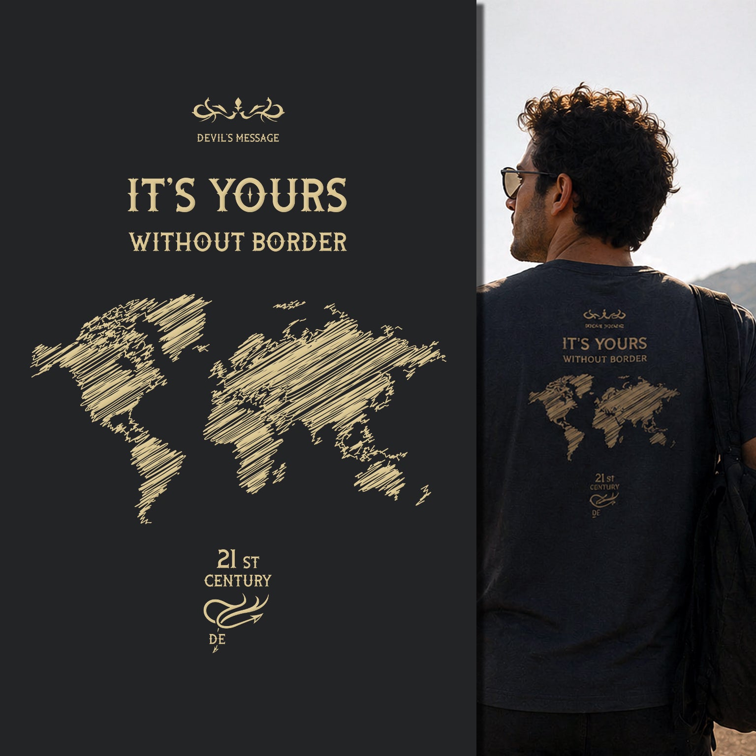 Flags Over Souls luxury streetwear t-shirt I Matt Gold Printed - DIABOLIC ELEGANCE
