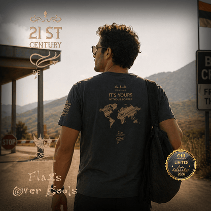 Flags Over Souls luxury streetwear t-shirt I Matt Gold Printed - DIABOLIC ELEGANCE